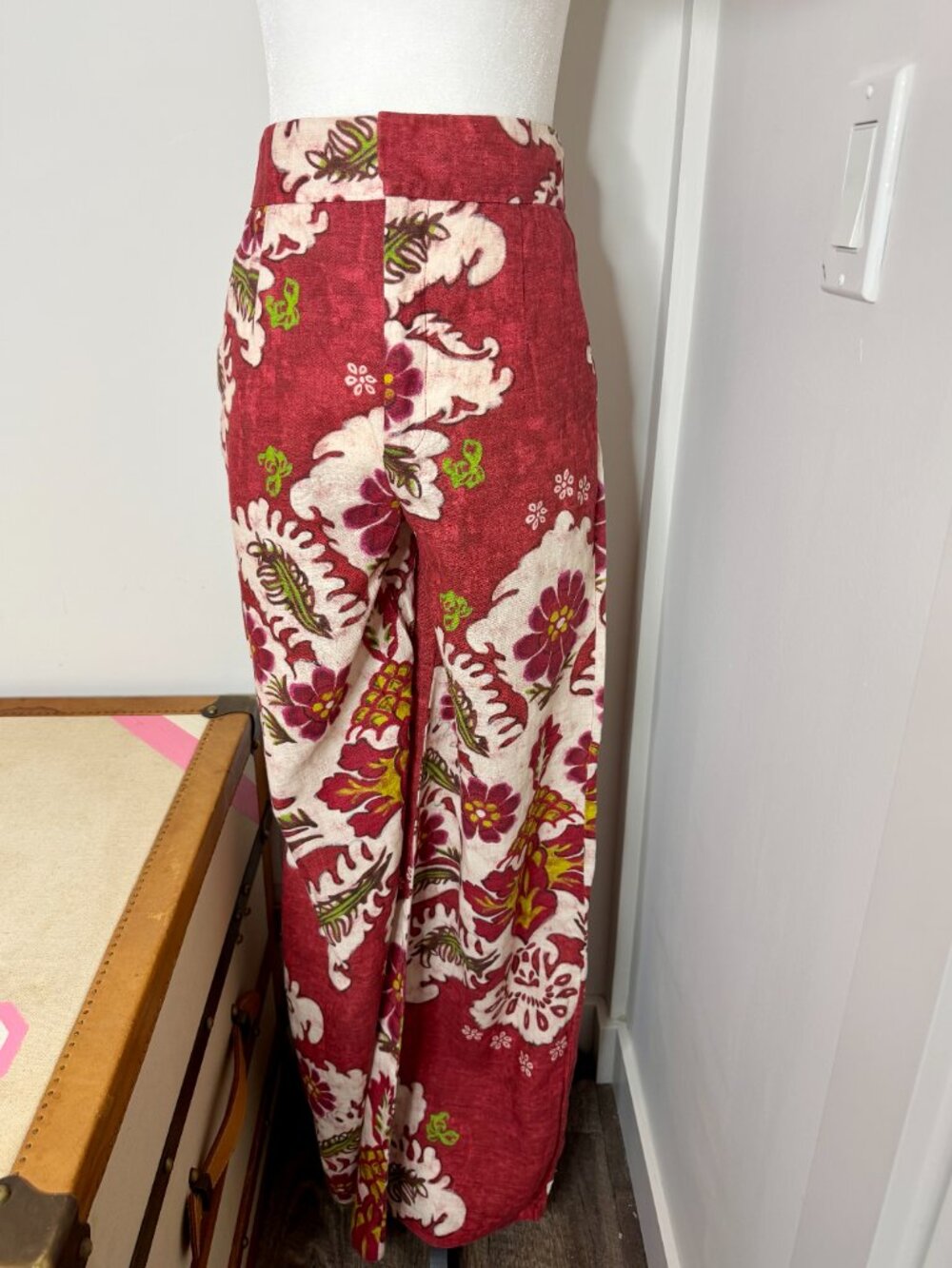 📿 Zara Printed Linen Blend Floral Wide Leg Trousers Pants Small NWOT